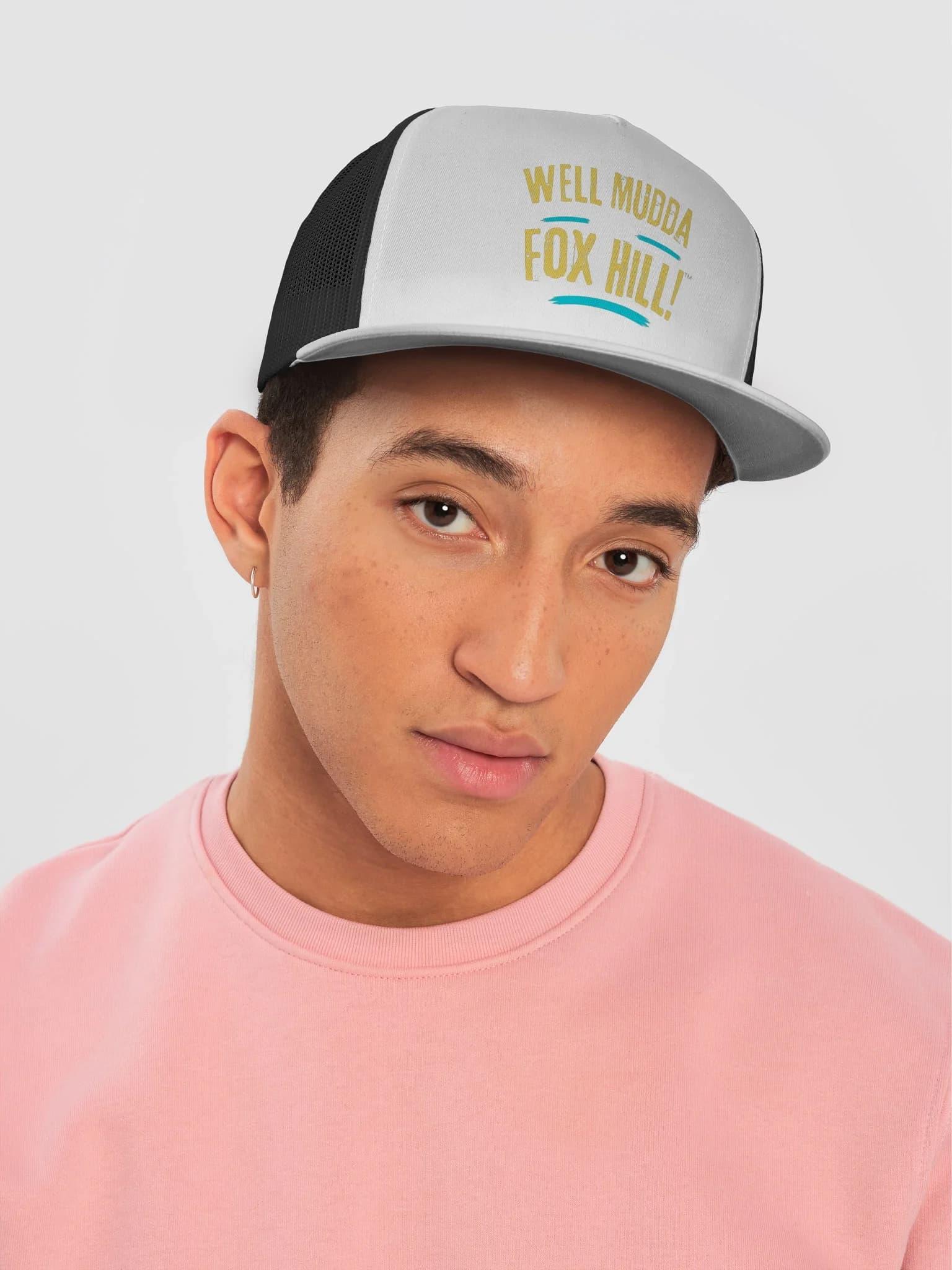 Well Mudda Fox Hill! Trucker Hat — Black & White