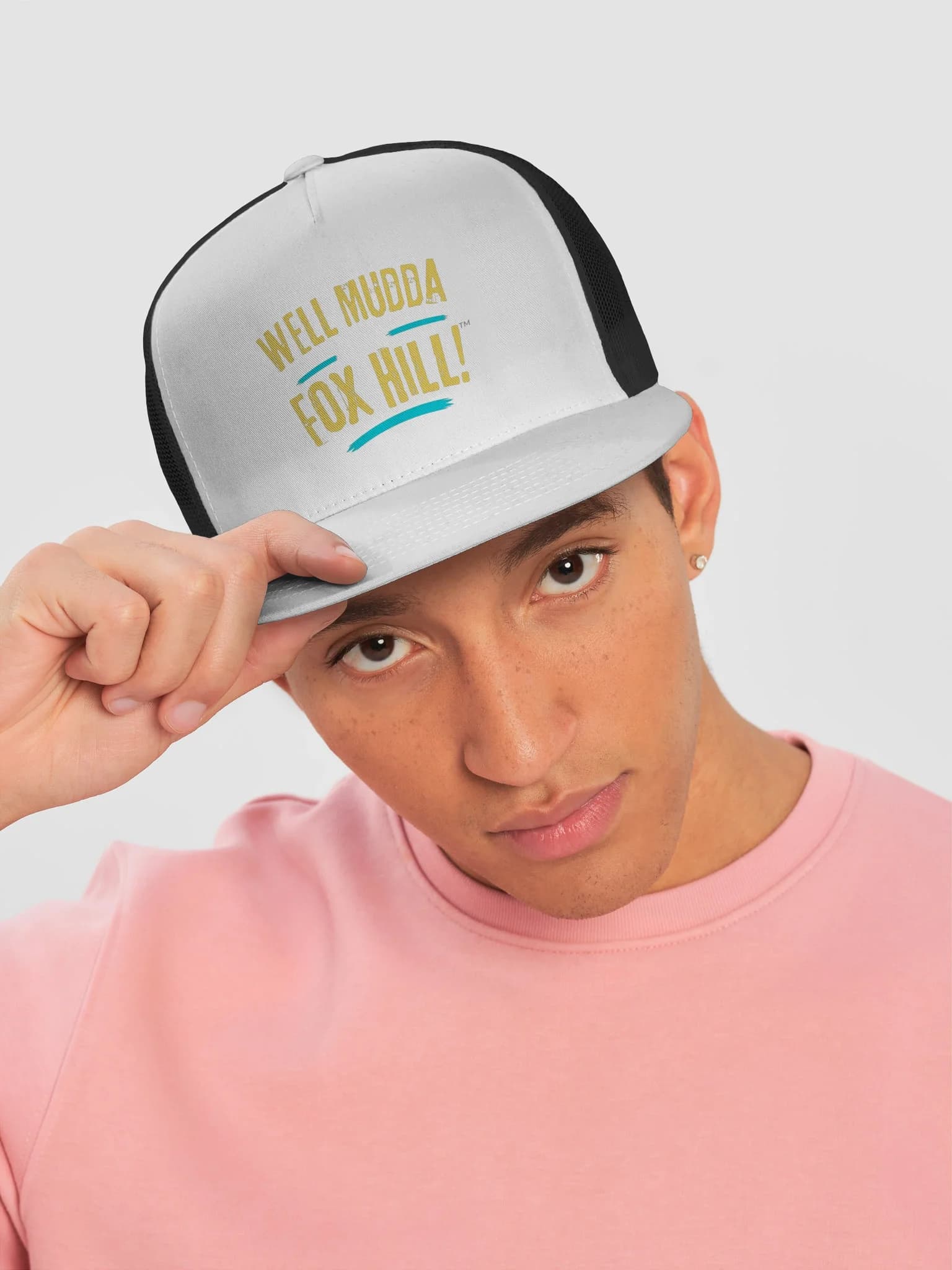 Well Mudda Fox Hill! Trucker Hat — Black & White