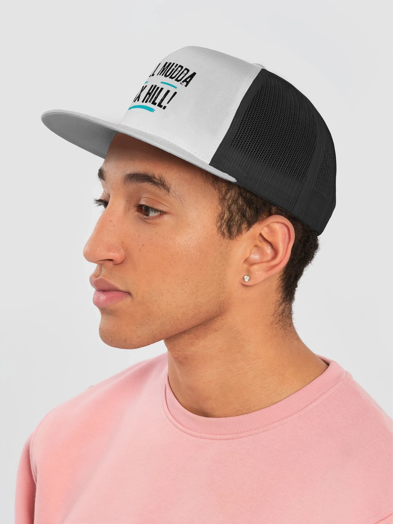 Well Mudda Fox Hill! Trucker Hat — Black & White
